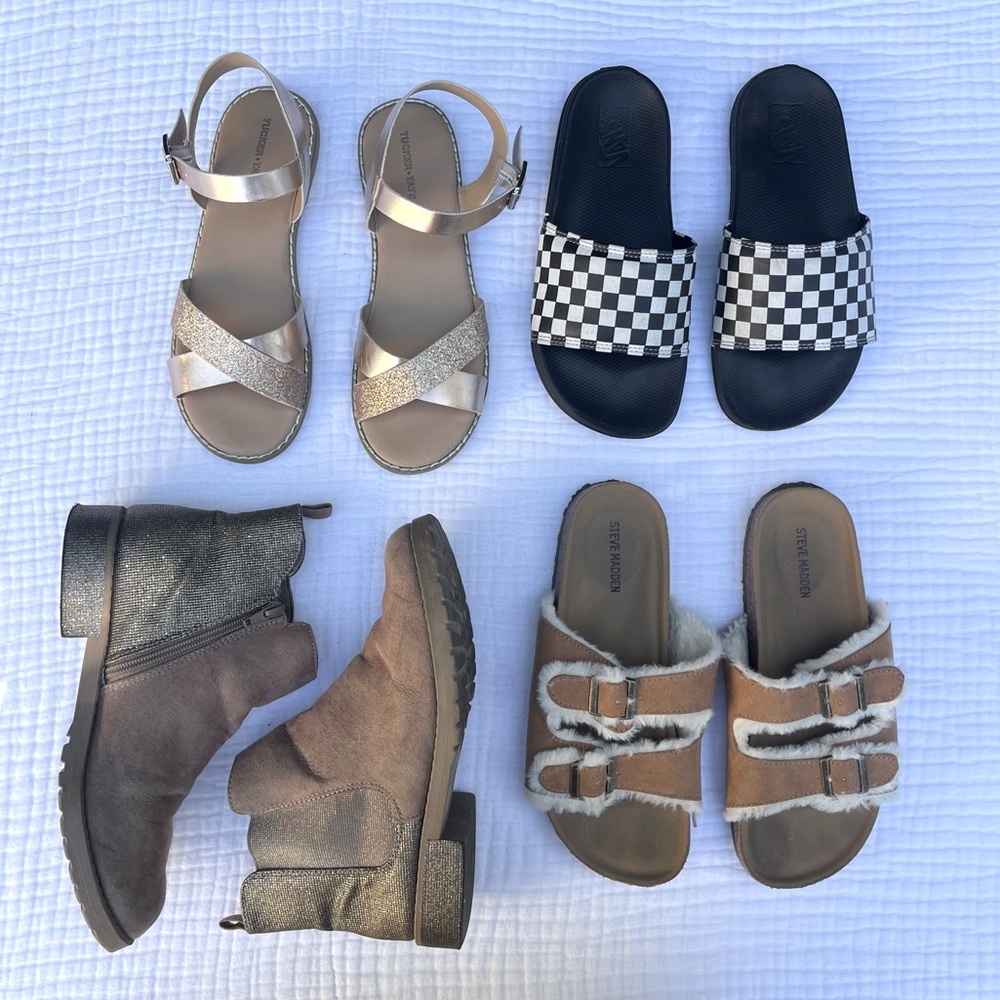 Kids Shoe Bundle- VANS Slides, Tucker+Tate Sandals, Steve Madden, Suede Booties